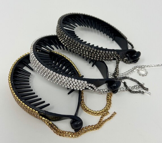 Buy Black Rhinestone Tassel Bun Make Ponytail Holder  display picture 3