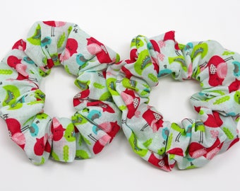 Bird Print Hair Scrunchie, Hair Tie, Gentle Hair Elastic, Hair Accessory and Handmade Favors or Gift, Scrunchie For Kids, One Hair Scrunchie