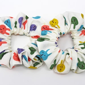 Bunny Print Hair Scrunchie, Hair Tie, Gentle Hair Elastic, Hair Accessory and Handmade Favor or Gift, Scrunchie For Kids, One Hair Scrunchie