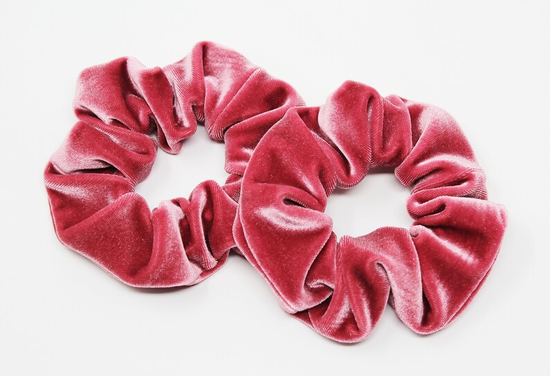 Dusty Rose Velvet Hair Scrunchie, Hair Tie, Gentle Hair Elastic, Hair Accessory, Handmade Favor/Gifts, One Hair Scrunchie image 2