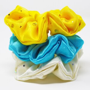 Sequin Tissue Satin Hair Scrunchies, Satin Hair Ties, Sequin, Gentle Hair Elastic, Hair Accessories, Scrunchy Gift Set, Favors, Handmade