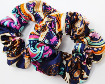 Abstract Paisley Print Hair Scrunchies, Hair Ties, Gentle Hair Elastic, Hair Accessories and Handmade Favors or Gifts