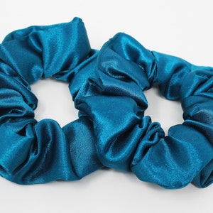 Teal Satin Hair Scrunchie, Hair Tie, Gentle Hair Elastic, Hair Accessory, Handmade Favor/Gifts, One Hair Scrunchie