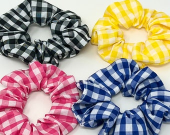 Plaid Print Hair Scrunchies, Hair Scrunchy, Hair Ties, Gentle Hair Elastic, Top Knot, Hair Accessories, Favors, Scrunchie Gift Set, Handmade