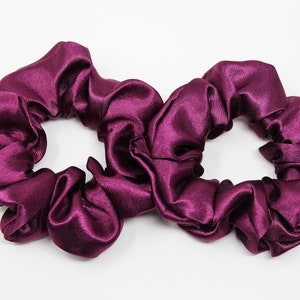 Deep Purple Satin Hair Scrunchie, Hair Tie, Gentle Hair Elastic, Hair Accessory, Handmade Favor/Gifts, One Hair Scrunchie.