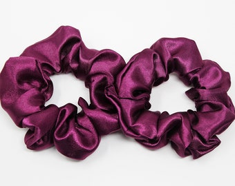 Deep Purple Satin Hair Scrunchie, Hair Tie, Gentle Hair Elastic, Hair Accessory, Handmade Favor/Gifts, One Hair Scrunchie