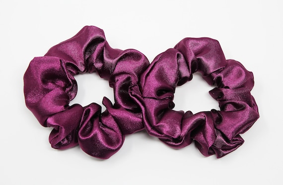 Deep Purple Satin Hair Scrunchie Hair Tie Gentle Hair Etsy