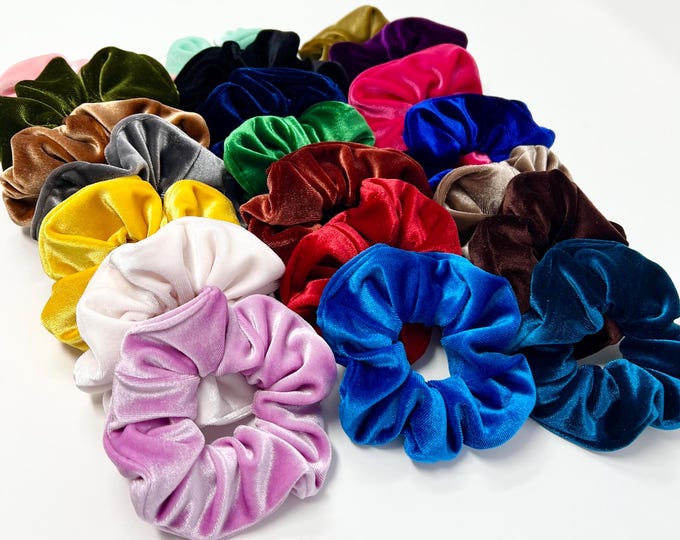 Colorful Velvet Hair Scrunchie, Hair Tie, Hair Elastic, Hair Accessory and Handmade Favor or Gift,Valentines Gift,Women's Hair Accessory.