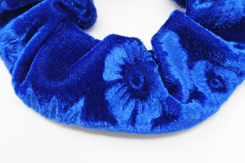 4. Royal Blue Floral Hair Scrunchie - wide 3