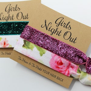 Girls Night Out Hair Ties, Bachelorette Favors, Elastic Wrist Bands/Bracelets, Bachelorette Party Favors, Wedding Favors