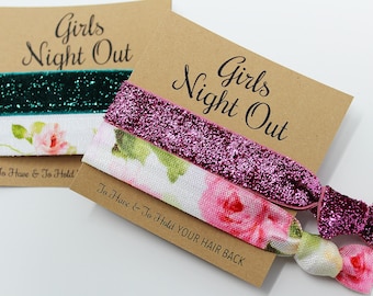 Girls Night Out Hair Ties, Bachelorette Favors, Elastic Wrist Bands/Bracelets, Bachelorette Party Favors, Wedding Favors