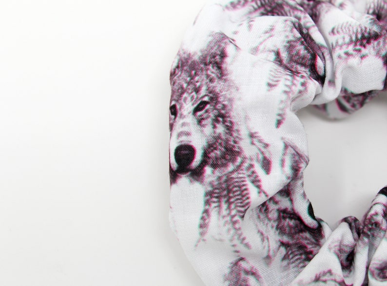 Wolf Print Hair Scrunchies, Hair Ties, Gentle Hair Elastic, Hair Accessories and Handmade Favors or Gifts image 2