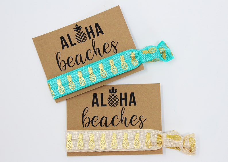 Aloha Beaches Hair Ties, Elastic Hair Ties, Elastic Wrist Bands/Bracelets, Party Favors, Wedding Favors, Hair Tie Favors image 1