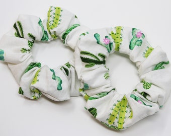 Cactus Print Hair Scrunchie, Cactus Scrunchy, Top Knot, Hair Tie, Gentle Hair Elastic, Hair Accessories, Gift, Handmade, One Hair Scrunchie