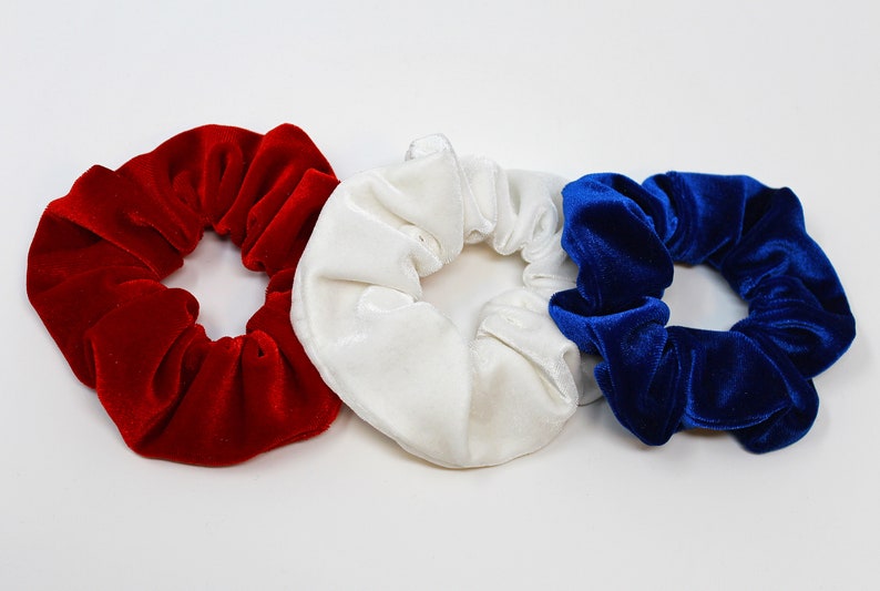 Red White and Blue Velvet Hair Scrunchie Set Hair Scrunchys | Etsy