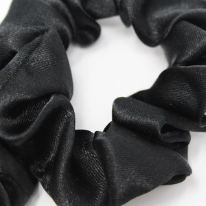 Black Satin Hair Scrunchie, Hair Tie, Gentle Hair Elastic, Hair Accessories and Handmade Favors or Gifts image 2