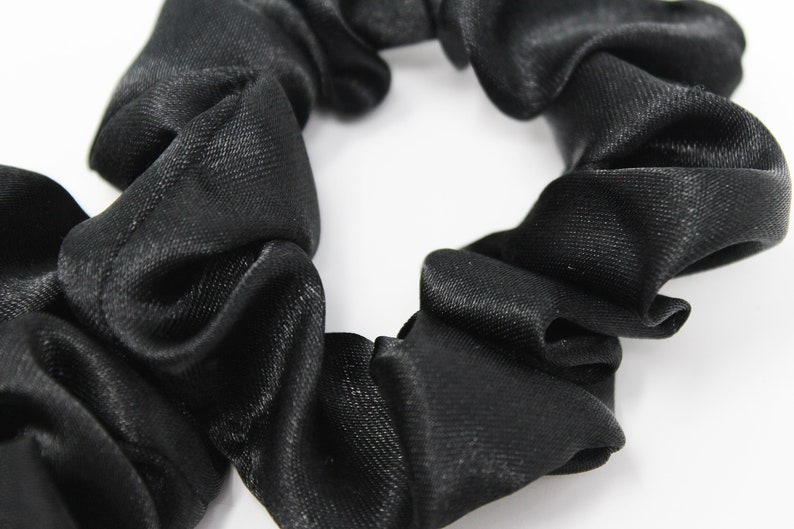 Black Satin Hair Scrunchie, Hair Tie, Gentle Hair Elastic, Hair Accessories and Handmade Favors or Gifts image 2