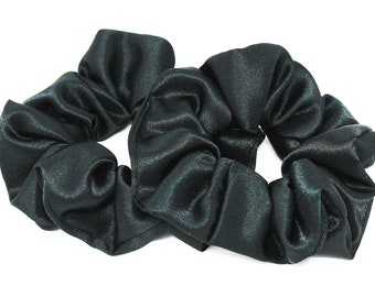 Greenish black Satin Hair Scrunchie, Hair Tie, Gentle Hair Elastic, Hair Accessories and Handmade Favors or Gifts