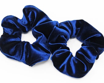 Navy Velvet Hair Scrunchie, Hair Tie, Gentle Hair Elastic, Hair Accessory, Handmade Favor/Gifts, One Hair Scrunchie