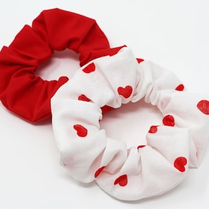 Heart Hair Scrunchie Set, Love Scrunchy Set, Heart Hair Ties,Valentines Gift, Gift Set for Her, Hair Accessories, Handmade