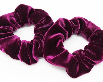 Plum Velvet Hair Scrunchie, Hair Tie, Gentle Hair Tie, Hair Accessories and Handmade Favors or Gifts, One Hair Scrunchie