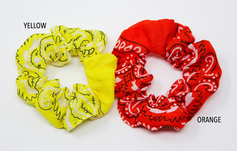 Bandana Print Hair Scrunchies, Hair Scrunchy, Bandana Hair Ties, Gentle Hair Elastic, Hair Accessories, Favors, Scrunchie Gift Set, Handmade image 5