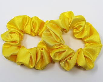 Yellow Satin Hair Scrunchie, Hair Tie, Gentle Hair Elastic, Hair Accessory, Handmade Favor/Gifts, One Hair Scrunchie