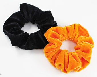 Juego de coleteros de terciopelo para Halloween, naranja, negro, coleteros, moño alto, accesorios para el cabello, juego de coleteros de regalo, juego de coleteros de terciopelo