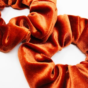 Rust Velvet Hair Scrunchie, Hair Tie, Gentle Hair Elastic, Hair Accessory, Handmade Favor/Gifts, One Hair Scrunchie image 2