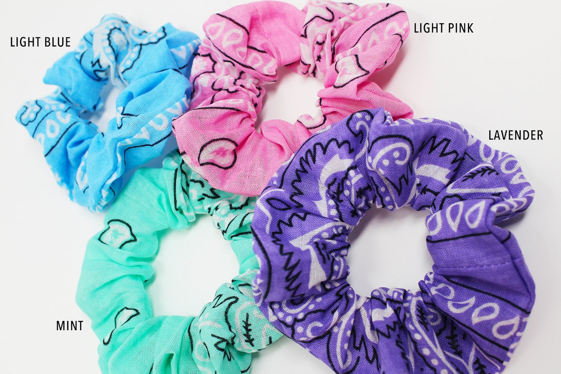 Bandana Print Hair Scrunchies Hair Scrunchy Bandana Hair Etsy