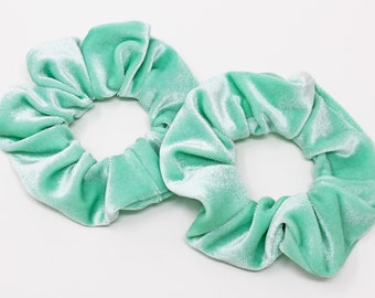 Mint Velvet Hair Scrunchie, Velvet Scrunchy, Hair Tie, Gentle Hair Elastic, Hair Accessory, Handmade Favor/Gifts, One Hair Scrunchie