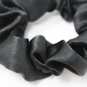 Black Satin Hair Scrunchie, Hair Tie, Gentle Hair Elastic, Hair Accessories and Handmade Favors or Gifts image 3