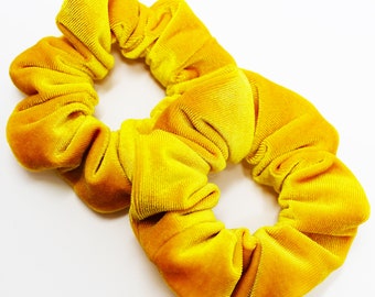 Sunflower Yellow Velvet Hair Scrunchie, Hair Tie, Gentle Hair Elastic, Hair Accessories and Handmade Favors or Gifts, One Hair Scrunchie