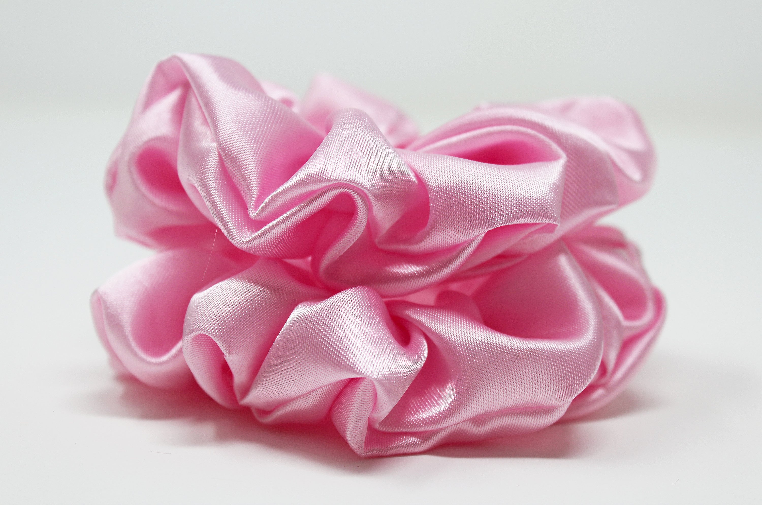 Light Pink Satin Hair Scrunchie, Hair Tie, Gentle Hair
