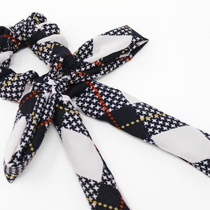 Long Bow Scarf Hair Scrunchie, Bow Scrunchy, Hair Tie, Top Knot, Gentle Hair Elastic, Scarf Scrunchie, Gift, Favors, Handmade