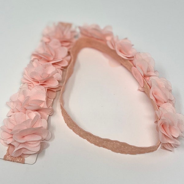 Children’s elastic chiffon lace,children’s head band,pink rose flower head band.