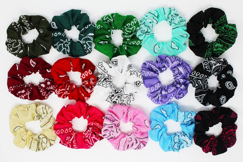 Bandana Print Hair Scrunchies Hair Scrunchy Bandana Hair Etsy