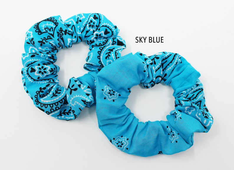 Bandana Print Hair Scrunchies, Hair Scrunchy, Bandana Hair Ties, Suave Elástico para el Cabello, Accesorios para el Cabello, Favores, Scrunchie Gift Set, Hecho a mano imagen 10