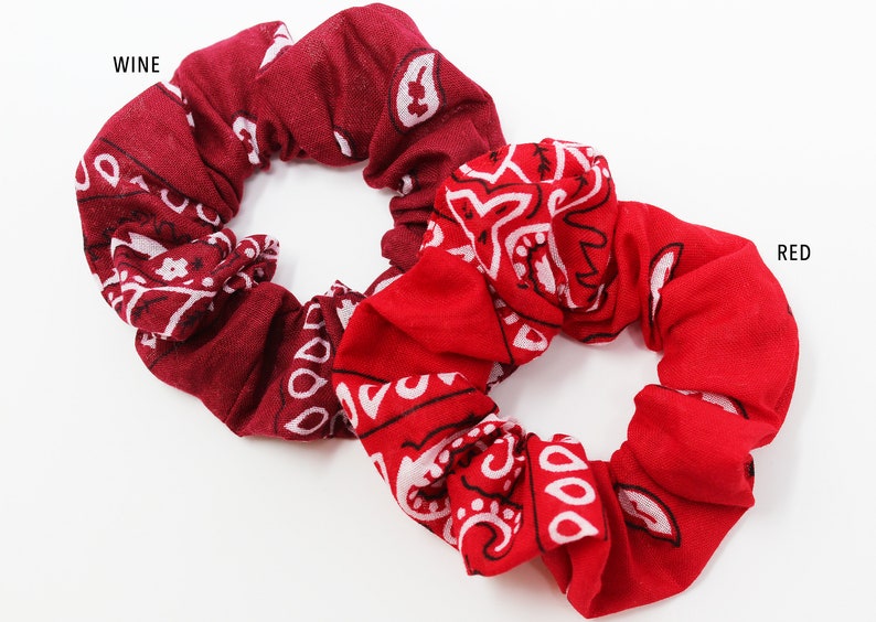 Bandana Print Hair Scrunchies, Hair Scrunchy, Bandana Hair Ties, Suave Elástico para el Cabello, Accesorios para el Cabello, Favores, Scrunchie Gift Set, Hecho a mano imagen 7