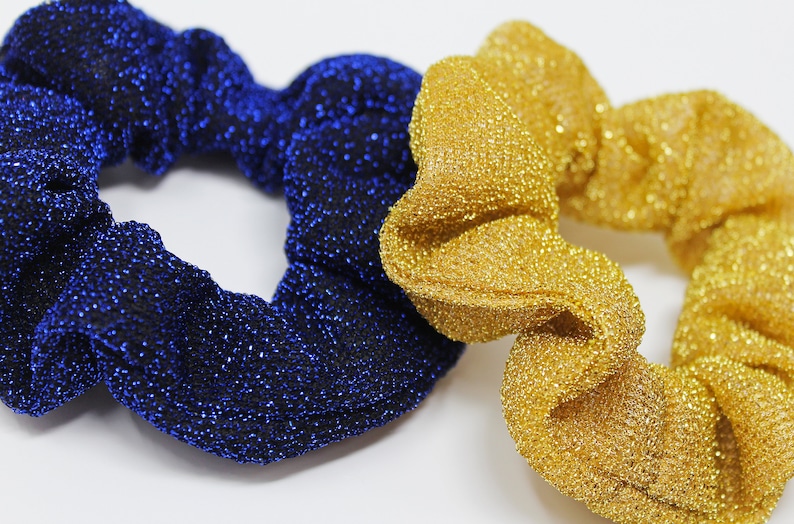 Blue and Gold Hair Scrunchies - wide 5