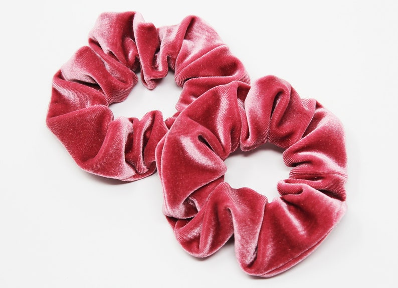 Dusty Rose Velvet Hair Scrunchie, Hair Tie, Gentle Hair Elastic, Hair Accessory, Handmade Favor/Gifts, One Hair Scrunchie image 1