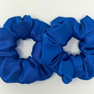 Blue Satin Hair Scrunchie, Hair Tie, Gentle Hair Elastic, Hair Accessories and Handmade Favors or Gifts, One Hair Scrunchie