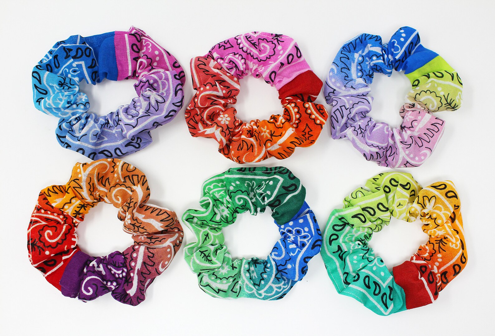 Gradient Bandana Hair Scrunchies Scrunchy Bandana Hair Ties Etsy