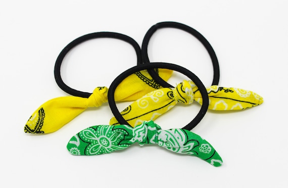 Bandana Bow Hair Ties, Bandana Hair Elastics, Bow Elastic Hair Ties, Hair Accessories