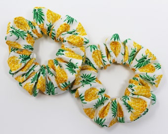 Pineapple Print Hair Scrunchie, Scrunchy, Top Knot, Hair Tie, Gentle Hair Elastic, Hair Accessory, Gift, Favor, Handmade, One Hair Scrunchie