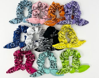 Bandana print hair scrunchie for kids,toddler bow hair tie,children’s mini scrunchies,bulk packs,(age3 to 9year) Halloween Gift