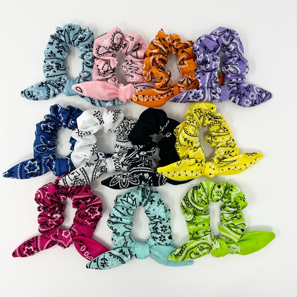 Bandana print hair scrunchie for kids,toddler bow hair tie,children’s mini scrunchies,bulk packs,(age3 to 9year) Halloween Gift