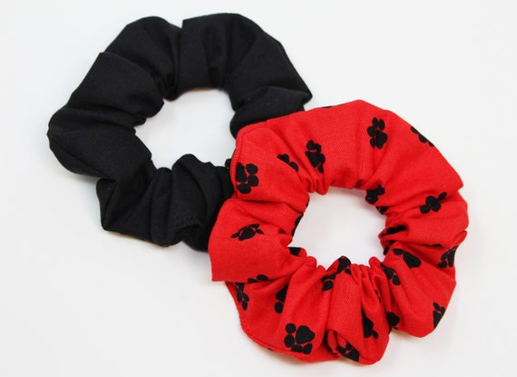 Paw Print u0026 Black Cotton Hair Scrunchies Pet Lover Hair - Etsy