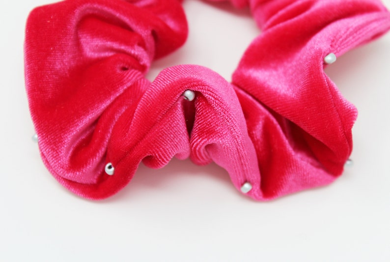 Velvet Beaded Hair Scrunchies Velvet Hair Ties Gentle Hair Etsy