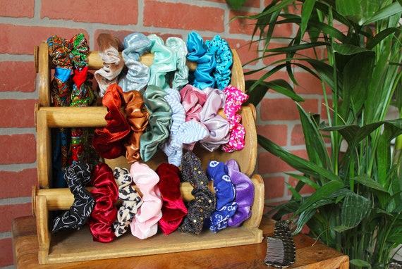 set of 3 Costa Rica Wood handmade hair scrunchies